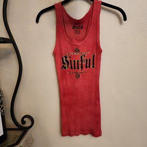 Sinful Red Ribbed Women's Tank Top
